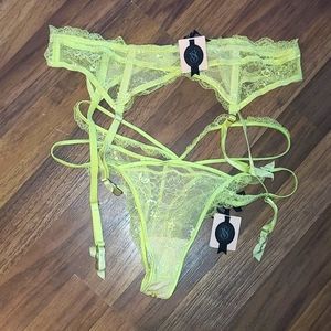 Brand new Designer collection VS Green garter, panty M